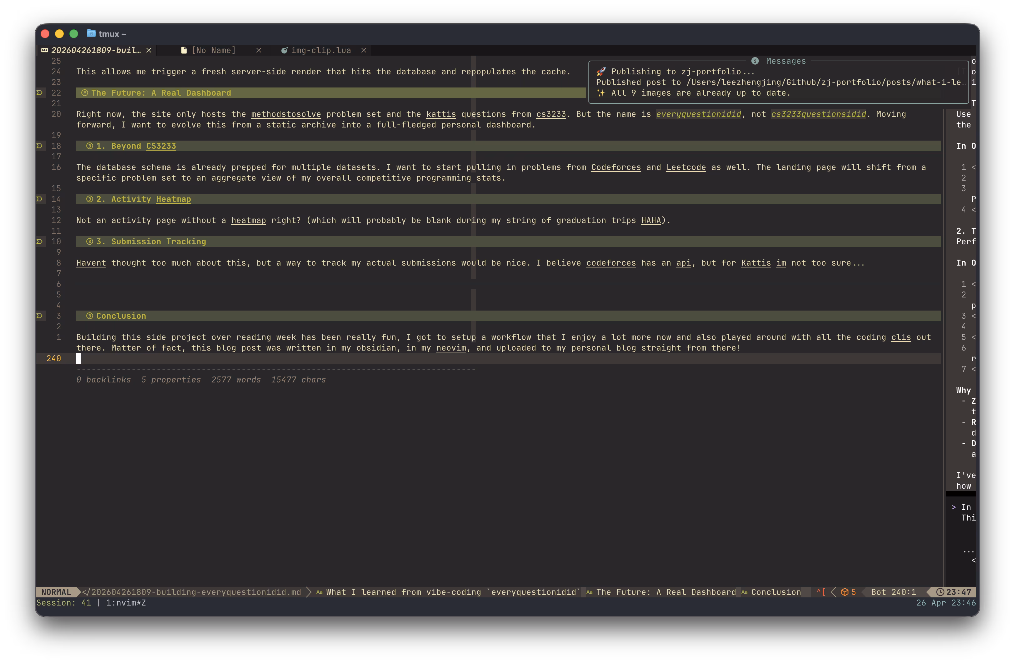Figure 9: screenshot of pushing to my personal website