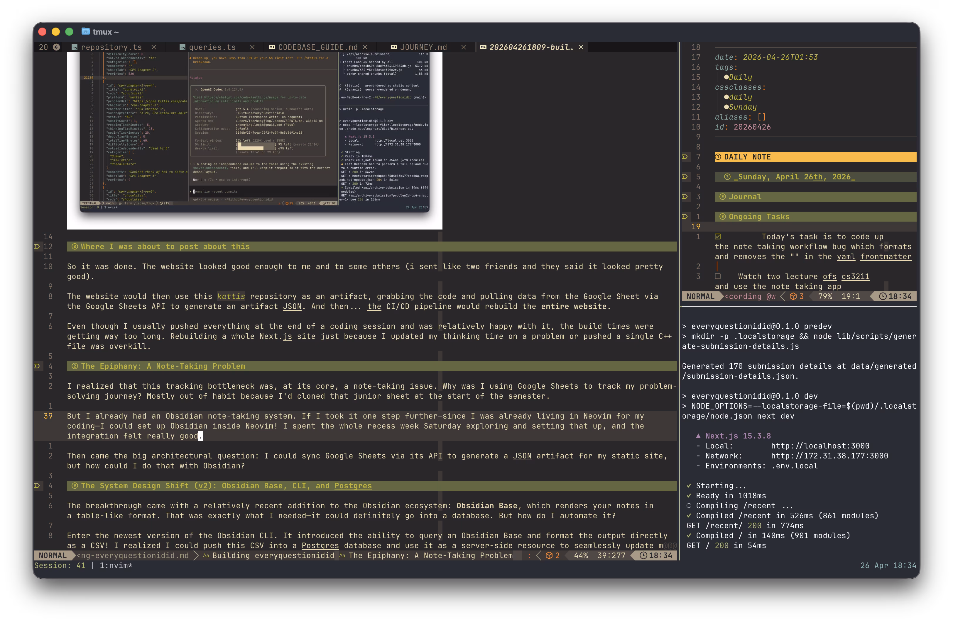 Figure 7: screenshot of me as i write this with my obsidian-nvim setup